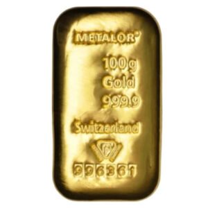 100g Gold Bar Metalor Cast