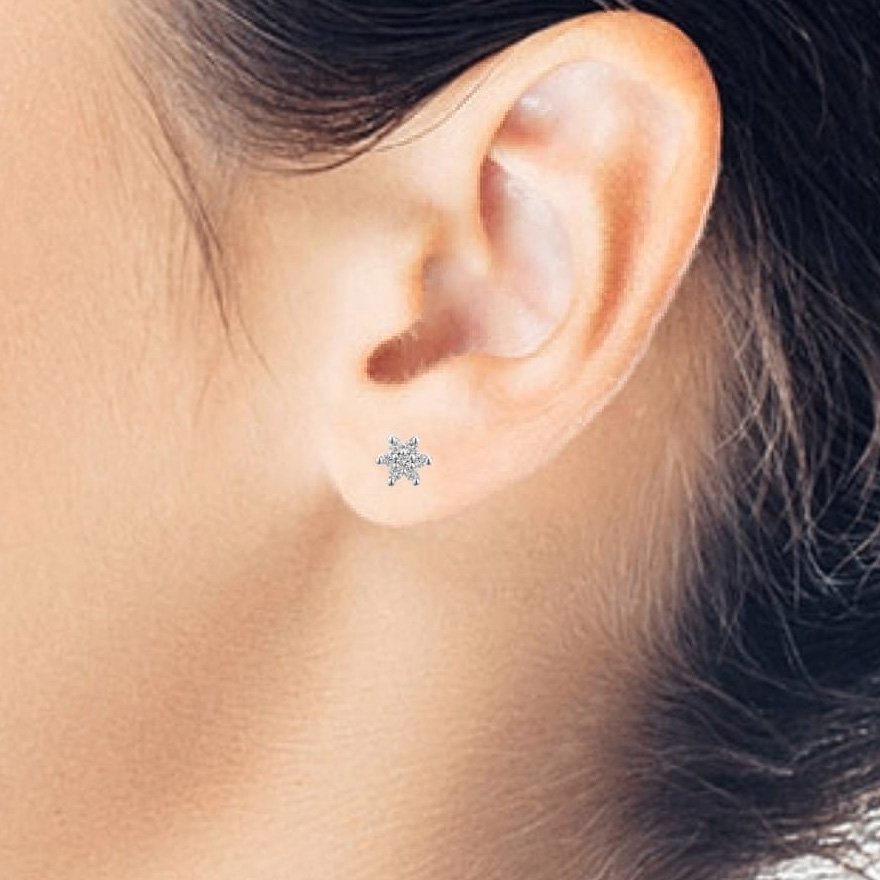 9ct White Gold 0.19ct Diamond Flower Shaped Stud Earrings