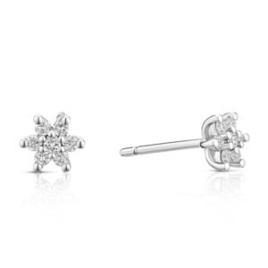 9ct White Gold 0.19ct Diamond Flower Shaped Stud Earrings
