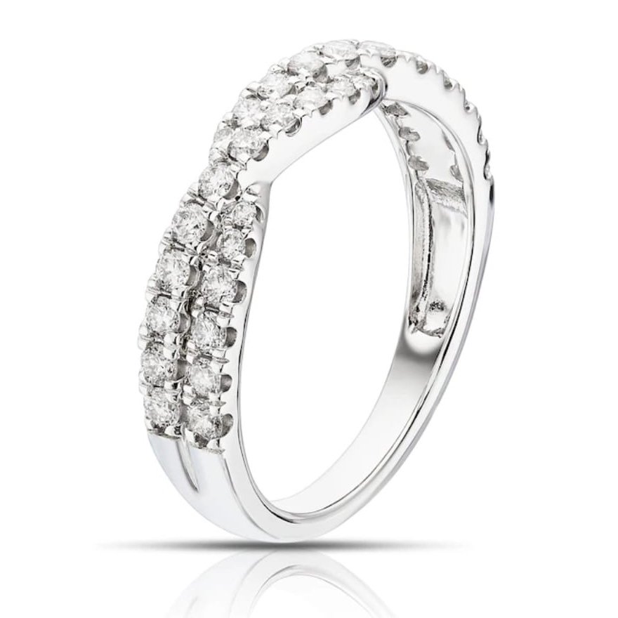 Engagement Ring 9ct White Gold Round Cut Twist Band 0.50ct Diamond Ring