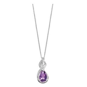 9ct White Gold Amethyst & Diamond Necklace