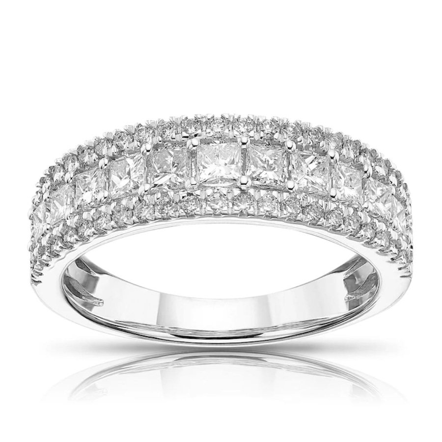 18ct White Gold Princess Triple Row 1ct Diamond Ring
