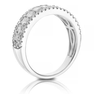 18ct White Gold Princess Triple Row 1ct Diamond Ring