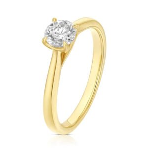 Engagement Ring 18ct Yellow Gold Round Cut Four Claw Solitaire 0.50ct Diamond Ring